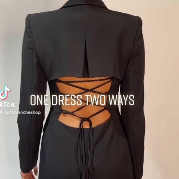 Black Lace Back Blazer Dress by BLITHE from CARTEBLANCHESHOP - Picture 2 of 4